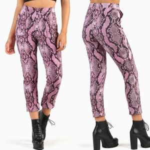Blackmilk Pink Snakeskin Cuffed Pants Medium NWT